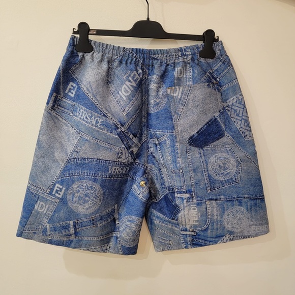 Rare Runway Fendace Medusa head Zucca monogram Denim Jacket faux fur attachment - Picture 13 of 16